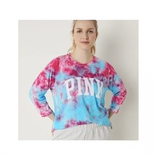 Pink Victorias Sectet Tie-dye Baseball Shirt